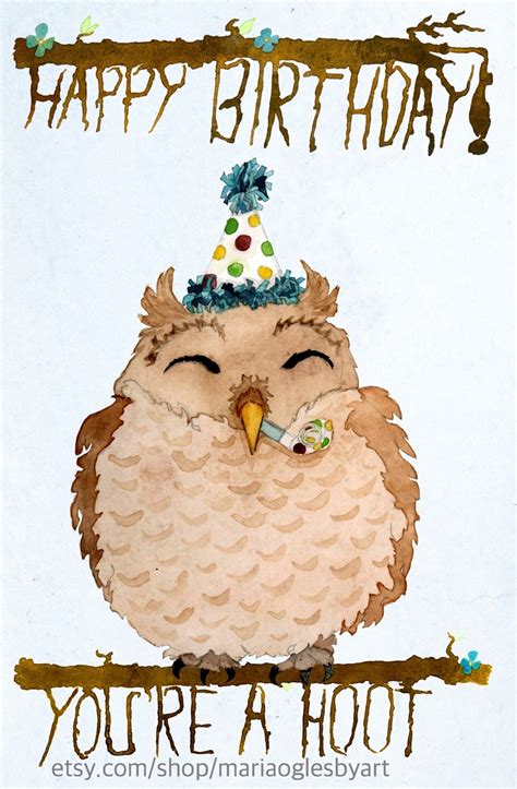 Tempest Scribbles — Watercolor Baby Owl Happy Birthday Card Design