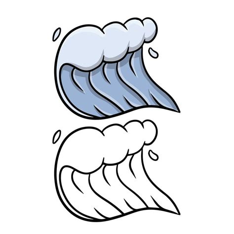 Wave. Sea water. Storm and the nature of the ocean. Cartoon and sketch illustration isolated on ...