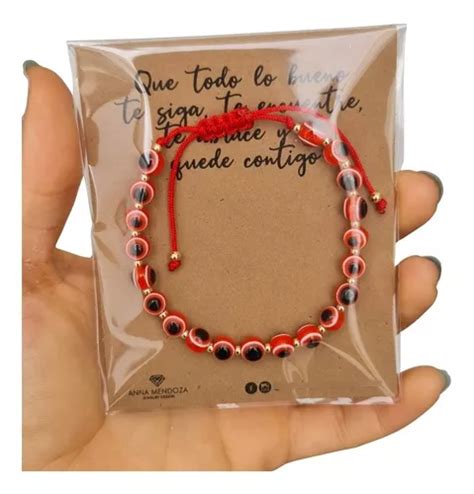 Pulsera Ojo Turco Rojo Redondo Mm Para Adulto Protecci N Meses Sin