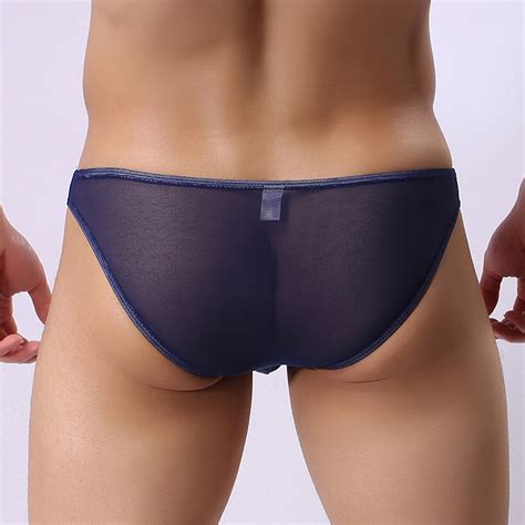 Men Sexy Mesh Bikini Briefs See Through Panties Bulge Pouch Thongs Underwear New Shopee