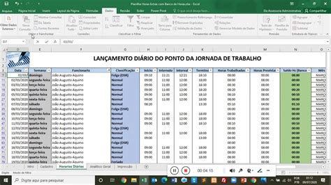 Planilha Controle Horas E Banco De Horas Simplificada Youtube