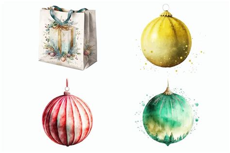 Premium Vector Watercolor Illustration Set Of Christmas Decoration