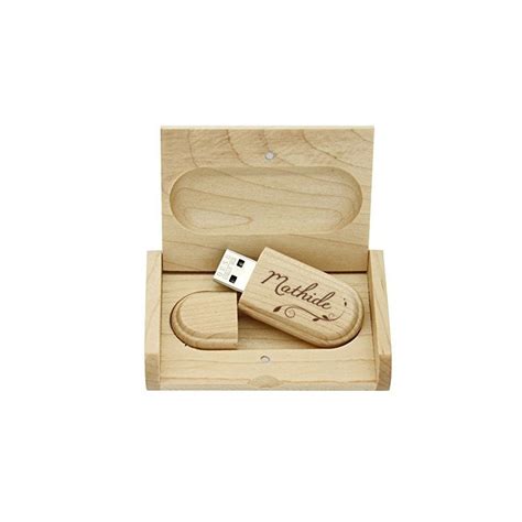 Clé USB et coffret en bois érable écologique personnalisée par gravure