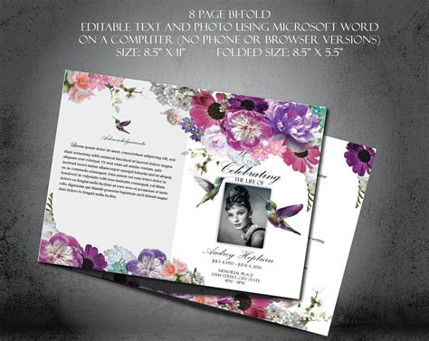 Funeral Program Template Printable Memorial Program Printable Funeral Program Template