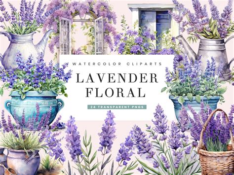 Watercolor Lavender Floral Clipart Graphic By Busydaydesign Creative