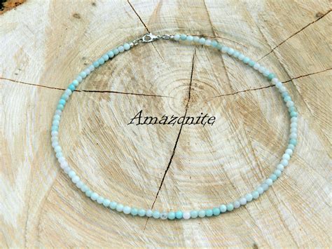 Amazonit Halskette Amazonit Halsband Perlen Choker Frauen Etsy De