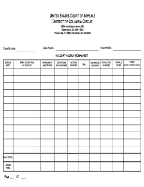 Fillable Online Cadc Uscourts CJA 20 Time And Expense Worksheet US