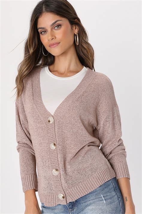 Taupe Cardigan Button Up Cardigan Knit Cardigan Lulus