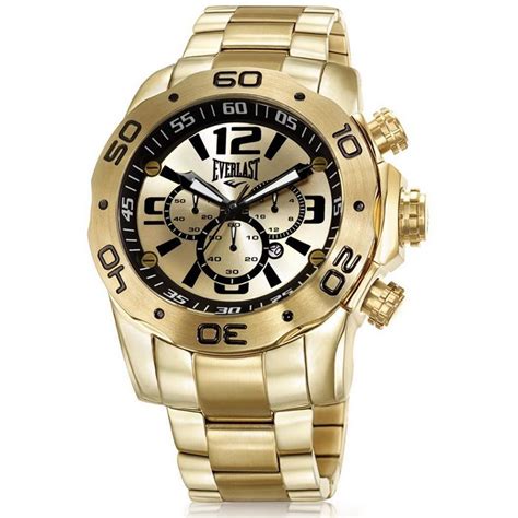 Rel Gio Everlast Masculino Dourado Cron Grafo A O Inox Anal Gico E