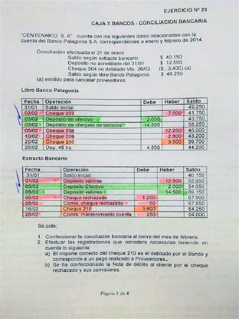 Ejercicio 23 Conciliación Bancaria Pdf