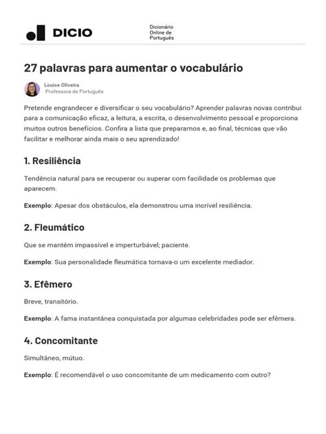 Palavras Para Enriquecer O Vocabulario - 27 Palavras para Enriquecer o Vocabulário | PDF | Palavra | Dicionário