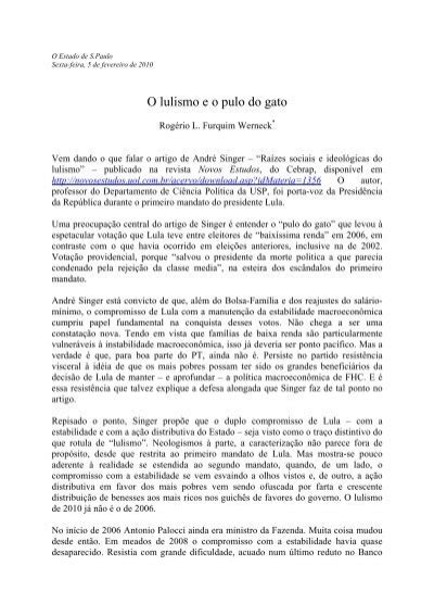 O Lulismo E O Pulo Do Gato Departamento De Economia Puc Rio