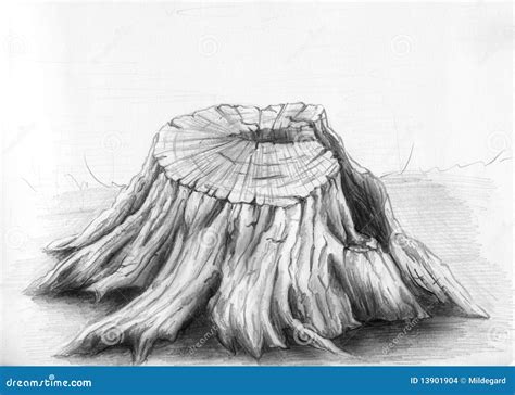 Old Tree Stump Sketch Stock Illustration Illustration Of Cracked