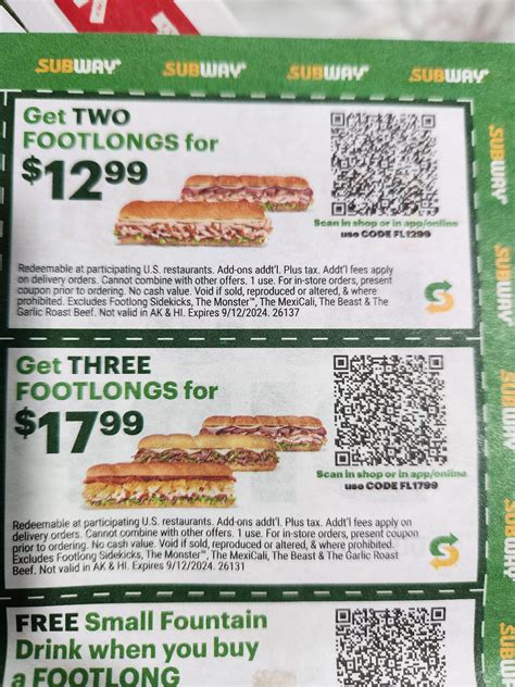 Subway Coupon Codes 2025 | Facebook