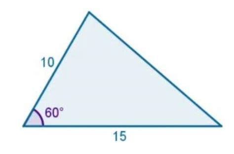 Dois lados de um triângulo medem 10 m e 15 m e formam um ângulo de 60