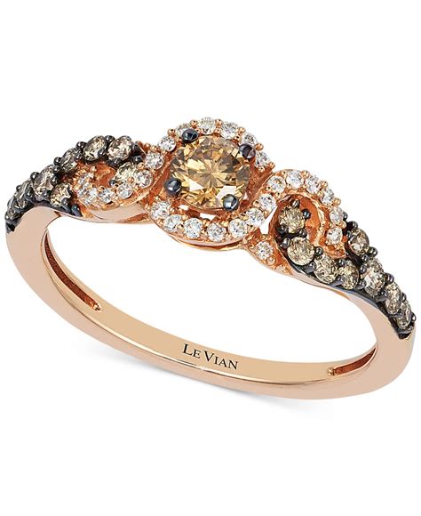 Le Vian Diamond Three Stone Ring In 14k Rose Gold 1 2 Ct T W In