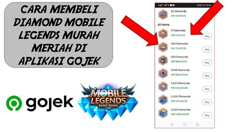 CARA MEMBELI DIAMOND MOBILE LEGENDS MURAH DI APLIKASI GOJEK YouTube