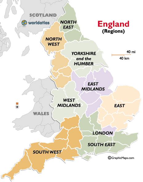 Regions Of England Map