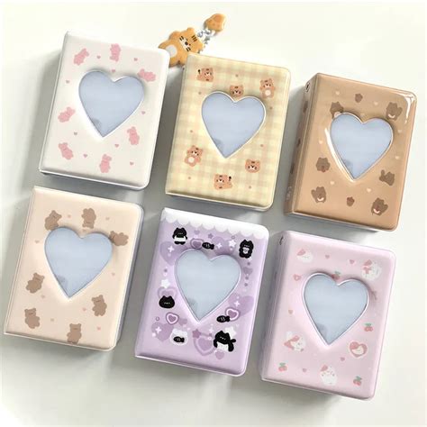 Inch Mini Photo Album Pockets Bear Cat Heart Hollow Card Binder