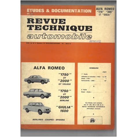 ALFA ROMEO 1750 Et 2000 GT Veloce Et Berline GIULIA