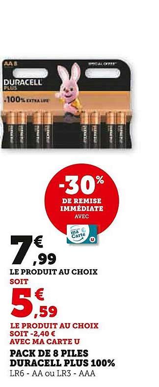 Promo Pack De 8 Piles Duracell Plus 100 Chez Super U ICatalogue Fr