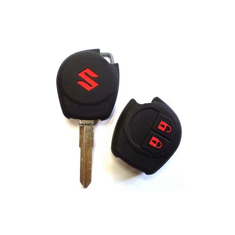 Silicone Car Key Cover For Suzuki 2 Button Remote Key (Black With Red Logo).