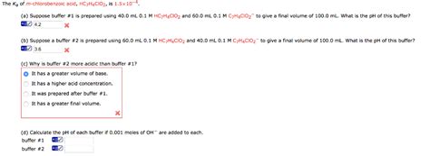 Solved The Ka Of M Chlorobenzoic Acid HC7H4CIO2 Is Chegg