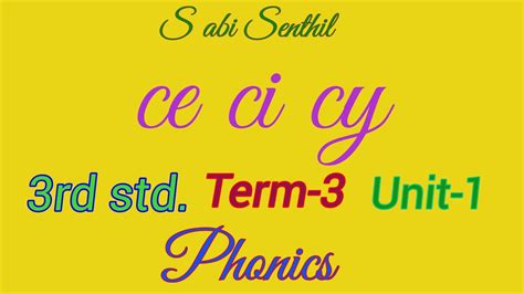 Ce Ci Cy Sounds III Rd Std III Rd Term Unit 1 My Leafy Friends