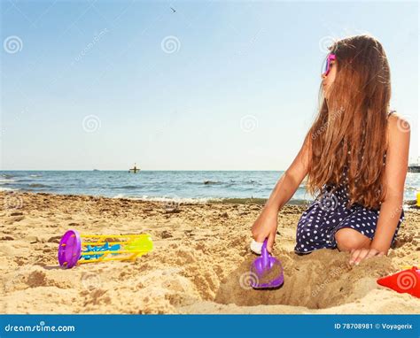 Lovely Gorgeous Little Girl Playing With Sand Stock Image Image Of