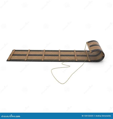 Wooden Sled Toboggan On White. 3D Illustration Stock Illustration - Illustration of render ...