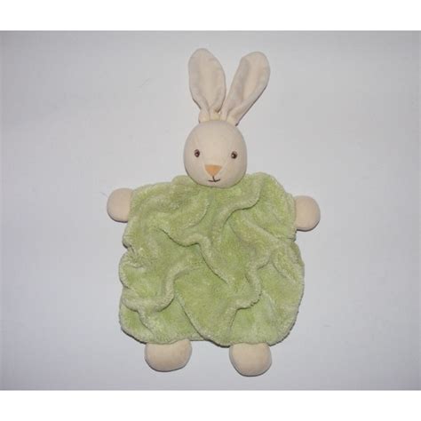 Doudou Plat Lapin Plume Vert Kaki KALOO