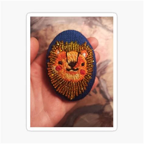 Embroidery Work Cute Tiger Lion Sticker For Sale By Ileana Ciobanu