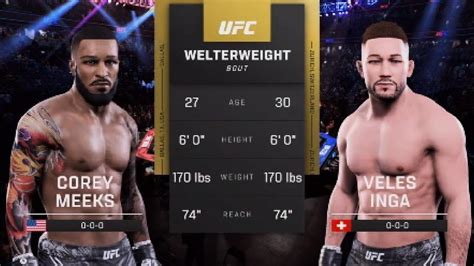 UFC Gaming 2 Corey Meeks Vs Veles Inga Welterweight Bout 2024 YouTube