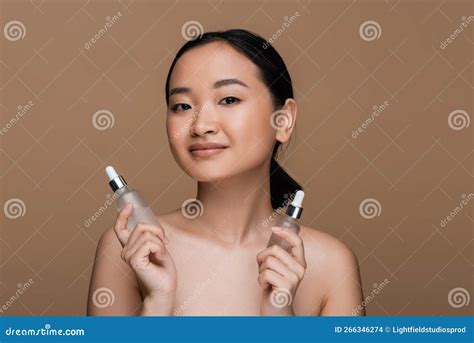 Pretty Asian Model With Naked Shoulders Stock Photo Image Of Bottles Pretty