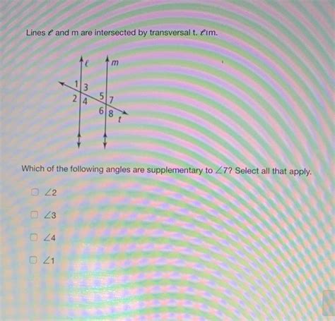 Solved Lines And M Are Intersected By Transversal T Fim M