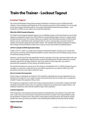 Fillable Online Train The Trainer Lockout Tagout Fax Email Print