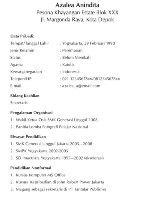 contoh cv lulusan sma ips ipa  pengalaman terlengkap