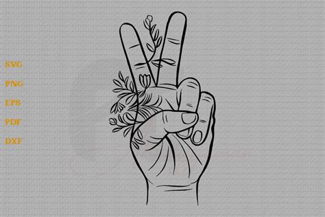 Floral Peace Sign Hand Svg Flower Svg Graphic By Craftabledesign
