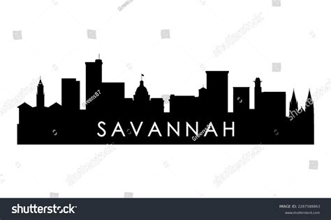 Savannah Skyline Silhouette Black Savannah City Stock Vector Royalty