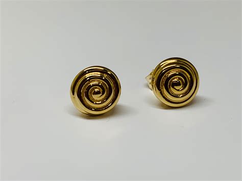 K Yellow Gold Swirl Stud Earrings Etsy