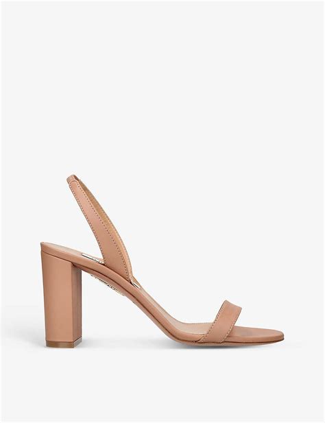 Aquazzura So Nude Block Heel Leather Sandals In White Lyst Canada