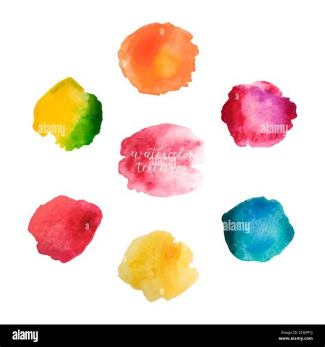 Set Of Rainbow Watercolor Stains On White Background Watercolor Polka