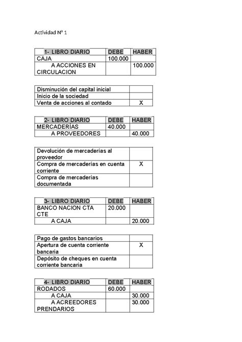 Actividad N1 1 Teoria Contable 2024 Actividad N 1 1 LIBRO DIARIO