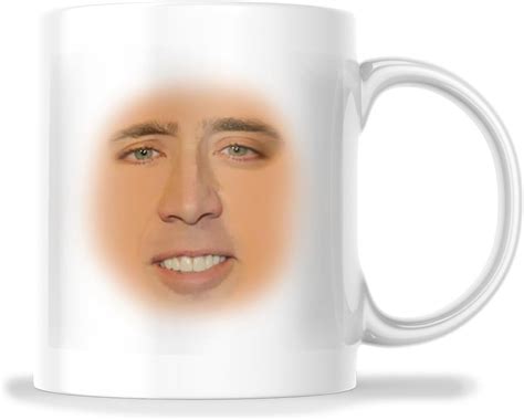 Nicolas Cage Face Meme Mug Funny Nic Cage Plain Face Joke