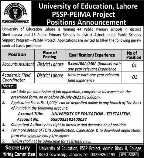 University Of Education Lahore Jobs 2021 Latest Jobs In Pakistan