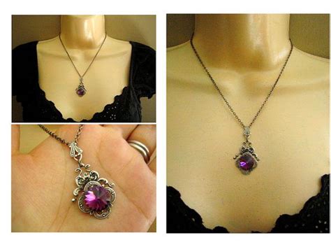 Ethelinda Swarovski Amethyst Rivoli Crystal Antique Necklace