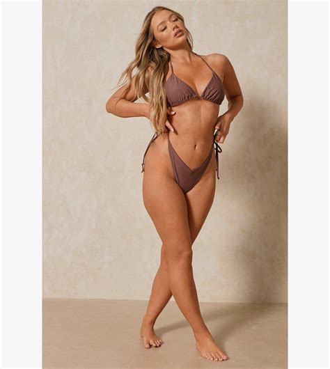 Buy Misspap Tie Side Thong Bikini Bottom In Brown Thstreet Saudi Arabia