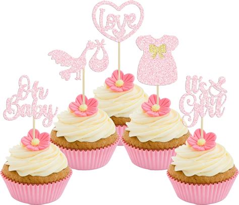 Amazon Gyufise Pcs Baby Shower Oh Baby Cupcake Toppers It S A