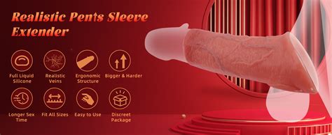 Amazon Realistic Penis Sleeve Extender Sex Toys For Men Reusable Liquid Silicone Cock