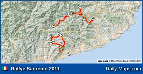 Streckenverlauf Rallye Sanremo 2011 IRC RallyeKarte De